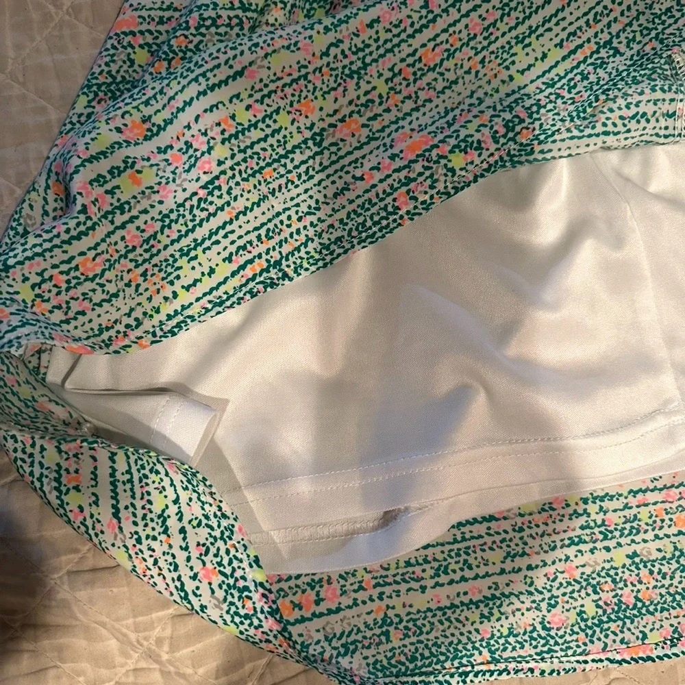 Pink Owl- Teal and Pink women’s Dress with bow- Size- large- like new! - Picture 7 of 8